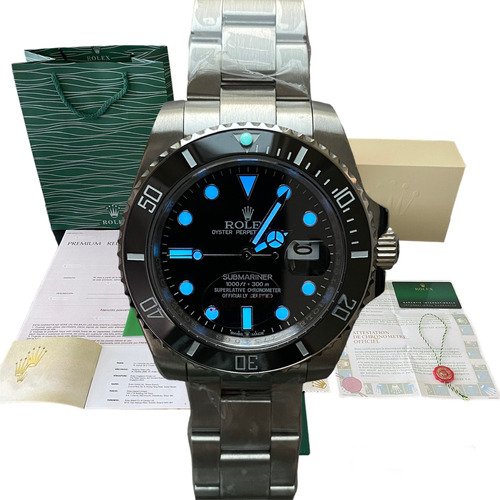 Reloj Rolex Automatico Zafiro Submariner Negro 40mm Con Caja
