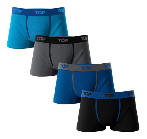 Boxer Corto Top Hombre Algodón Pack 4 