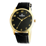 Relogio Masculino Champion Dourado Pulseira Couro Cn28240p