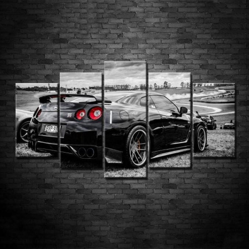 Quadro Carro Gtr Nissan 5 Peças Quarto Sala Escritorio