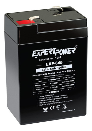 Batería Recargable Expertpower De 6 Voltios Y 4,5 Amperios (