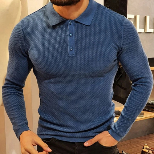 Camisa Tejida De Manga Larga Para Hombre, Ropa Casual