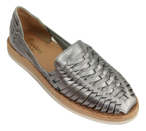 Zapatos Sandalias Huarache Artesanal Piel Color Plata 3050