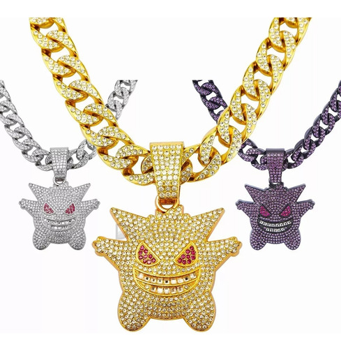 Cubana Cadena Eslabones Gengar Hip Hop Collares De Diamantes