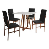 Mesa Mônaco Premium 90cm Branca Com 4 Cadeiras Base Cobre