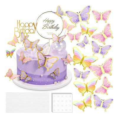 452pzs Cake Toppers,Decoración toppers Pastel De 3d Mariposa Letrero Feliz Cumpleaño ,para Cumpleaños, boda, fiesta, festival, celebración Vmimv | Envío gratis