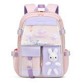 Mochila Kawaii Escolar Conejo 3d Impermeable Rosa Chica