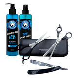 Gel Afeitado+ Kit De Tijeras 6p + Portanavajas+after Shave