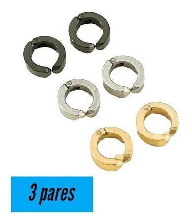 Pack De 3 Pares De Aros Piercing Clip Falso A Presión 