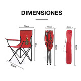 Silla Para Acampar Playa Y Pesca Plegable Portatil Funda 2pc Color Rojo