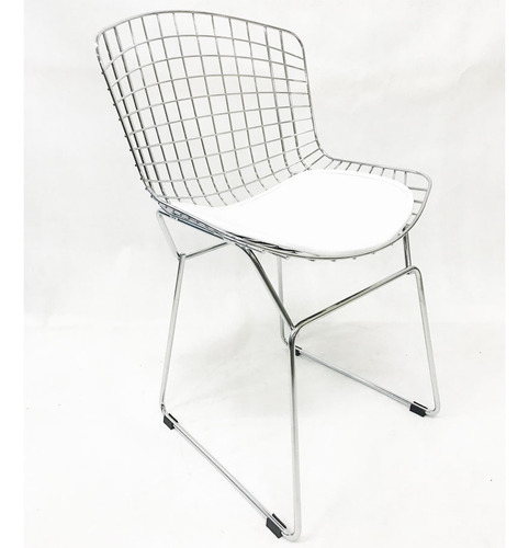 Cadeira Bertoia Cromada Assento Branco - Direto De Fábrica
