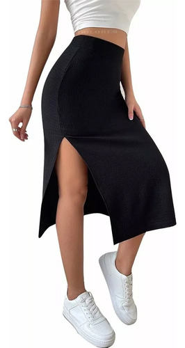 Faldas Largas Negra Mujer Gótica Moda Casual Dama Elegante