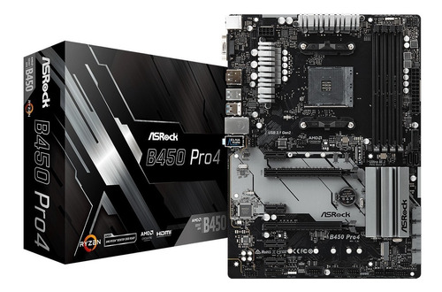 Placa Mãe Asrock B450 Pro4 Amd Am4 Ryzen Ddr4 Chipset B450