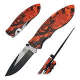 Navaja Cuchillo Supervivencia Rescate Camo Fluo Bison Color Naranja Fluo