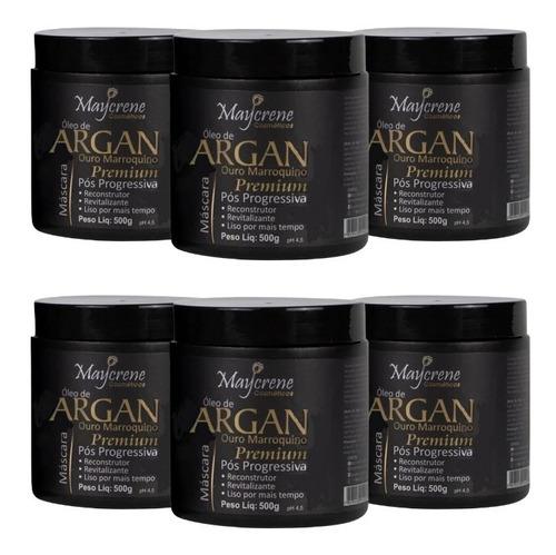 6 Máscaras Pós Progressiva Argan Premium Maycrene Barato