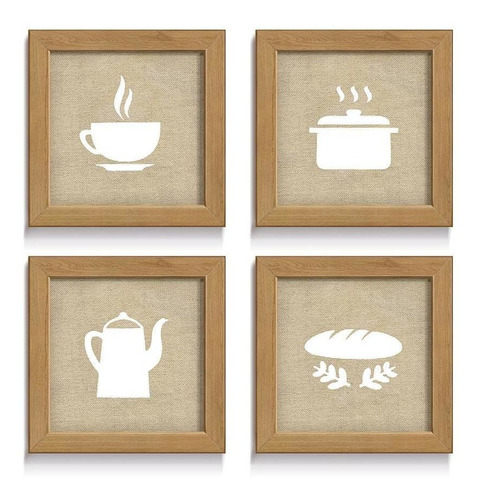 Quadros Decorativos Café Bule Cozinha Xícara Parede Pão