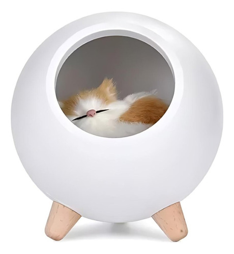 Luminária De Mesa Noturna Gatinho De Pelúcia Quarto Infantil