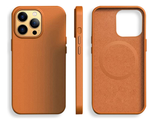 Funda De Leather Para iPhone 15 Pro Max For Magsafe Uso Rudo