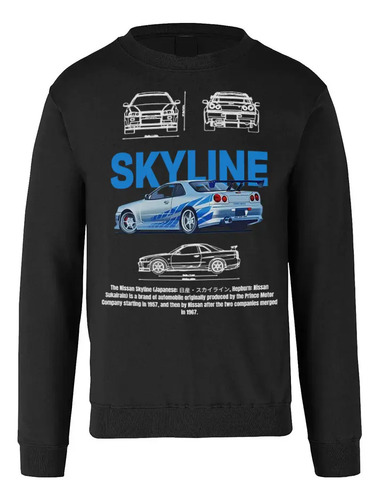 Playera Manga Larga Moda Carro Gtr R34 Skyline Nissan