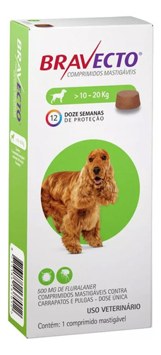 Antipulgas E Carrapatos Bravecto 10 A 20 Kg