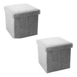 Pack De 2 Banqueta Silla Puff Con Baúl Organizador