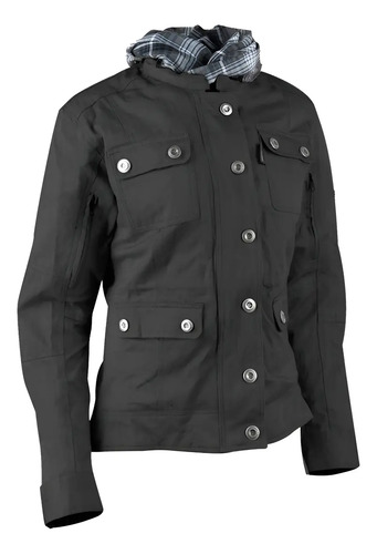 Chamarra Moto Joe Rocket Luna Waxed Canvas Negra Para Mujer