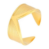 Anillo Argolla De Acero Color Oro Clásico Forma De V Mujer