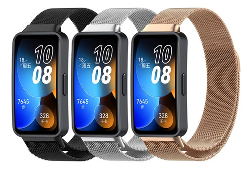 3 Correas Milanesas Acero Para Smartwatch Huawei Band 10 9 8 | MercadoLibre