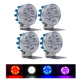 4 Pz Faro Redondo 6 Led Aro Rgb Moto Auto Universal 4x4 12v