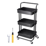 Carrito Auxiliar Organizador Multi-usos 3 Niveles Ruedas 360