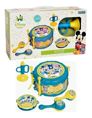 Set Musical Mickey Tambor, Pandereta, Maracas- Disney Bebe