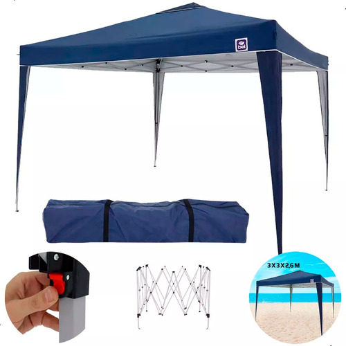 Tenda Praia Gazebo Articulado Alumínio 3m X 3m Belfix Uv100