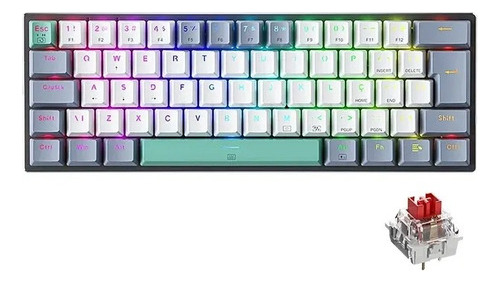 Teclado Gamer Mecânico K500-b61 60% Abnt2 Rgb Switch Red