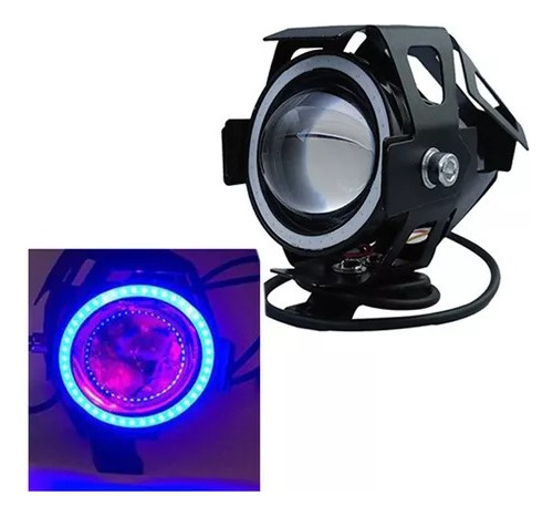 Par Faros Auxiliares Moto Exploradoras U7 Ojo Angel Led Azul