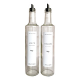 Set Aceiteros Dispenser Aceite+vinagre Vidrio Transparente 