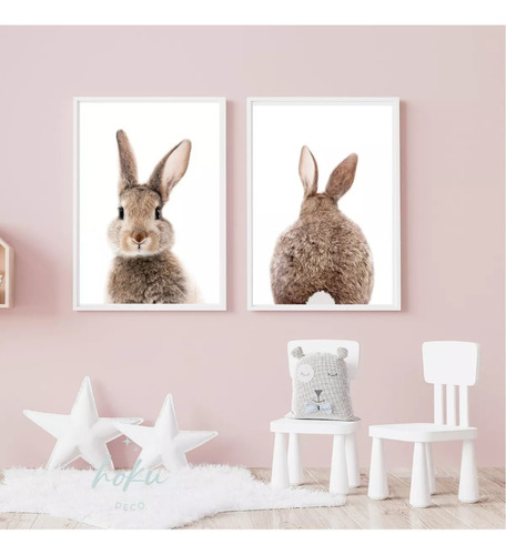Set De 2 Cuadros 20x30 Conejos - Infantil