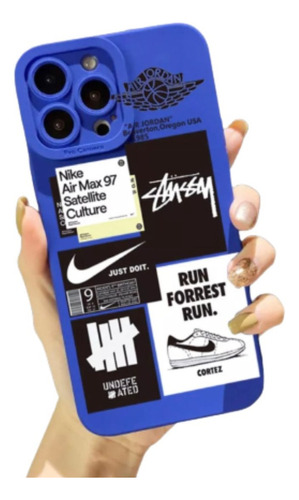 Capa Capinha P/ iPhone 14 Pro Max Nike Jordan Stussy Azul