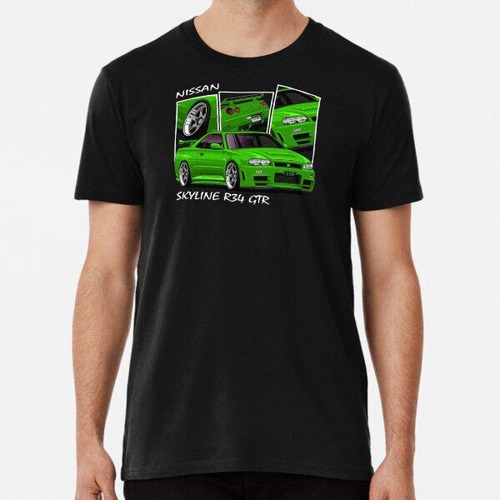 Remera Coche Verde Nissan Skyline R34 Gtr Jdm Algodon Premiu