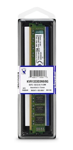 Memória Kingston 8gb 1333mhz Ddr3 Cl9 - Kvr1333d3n9/8g