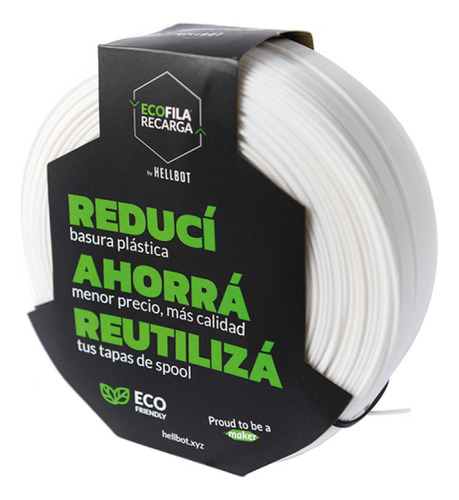 Filamento Pla Impresora 3d Hellbot Ecofila Recarga 1kg 1.75 Blanco