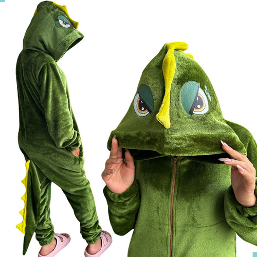 Pijama Dinosaurio Completa Mameluco Adulto Disfraz Termico 