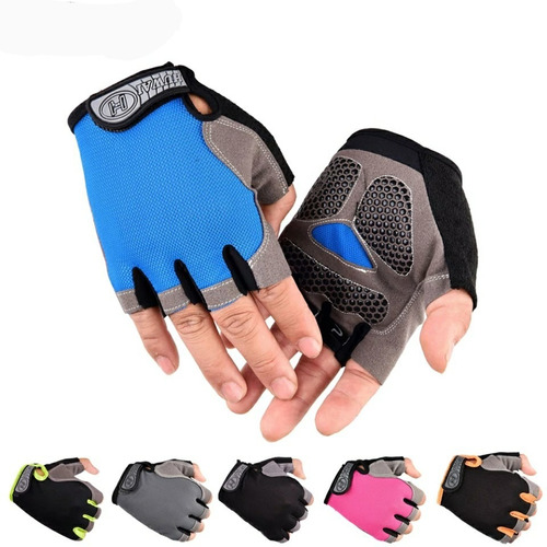 Guantes Gimnasio Gym Ciclismo Fitness Dama Licrado Velcro