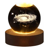 Luces Nocturnas Magic Crystal Ball Planet Con Base De Madera