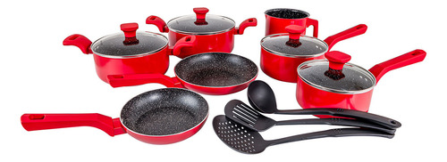 Conjunto Panelas Indução Cerâmico Pratic Cook Red 10 Pç Mimo