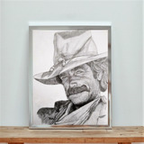 Dibujo Cuadro Decorativo Retrato A Lápiz De Vaquero Cowboy