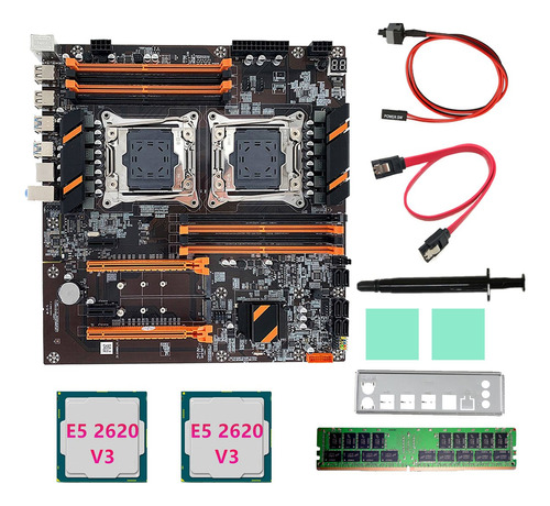 Placa Madre X99 De Doble Cpu, 2 Cpus Xe5 2620 V3+ddr4 4g Rec