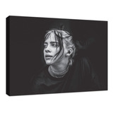 Cuadro Moderno Canvas Billie Eilish Decorativo Para Colgar Color Madera Armazón Natural