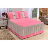 Colcha Casal Queen Kit Bordada 2,70 X 2,60 Cama Box 