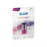  Pilha Recarregável Aaa Palito 900mah Elgin Cartela Com 2pcs