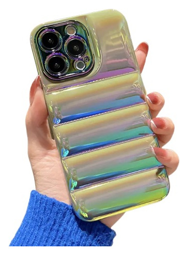 Funda Holographic Puffer Premium Tornasolada Para iPhone